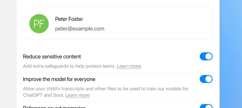 الرقابة الأبوية في شات جي بي تي