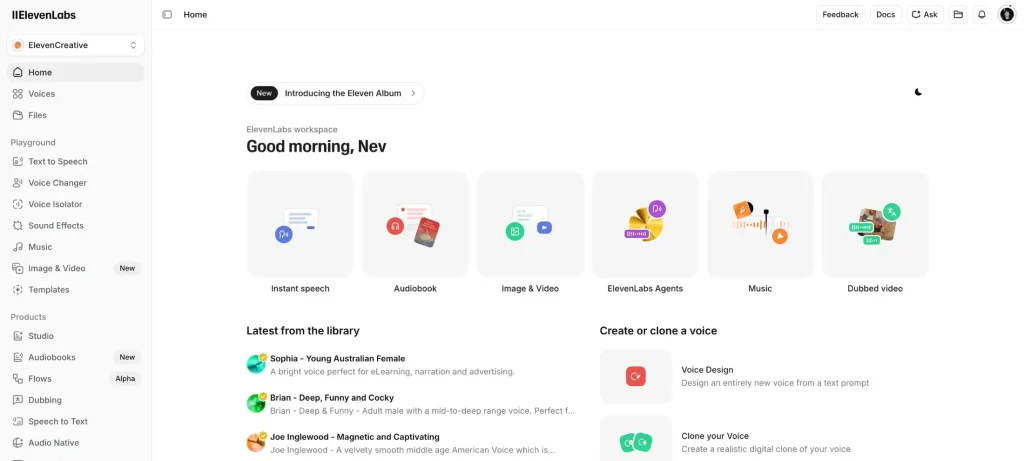 شرح موقع ElevenLabs