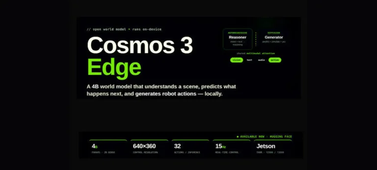 Cosmos 3 Edge من إنفيديا لتشغيل الذكاء الصناعي على الروبوتات