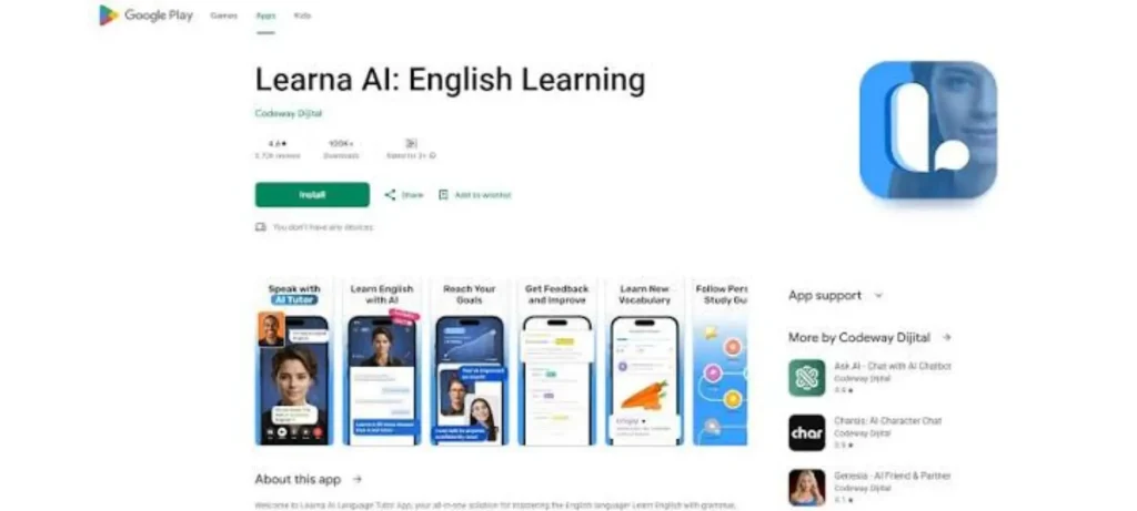 تطبيق ليرنا لتعلم اللغة الإنجليزية