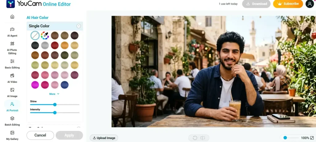 تغيير لون الشعر بالذكاء الاصطناعي
