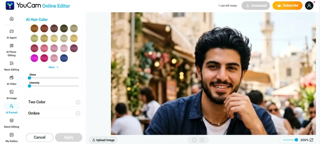 تغيير لون الشعر بالذكاء الاصطناعي