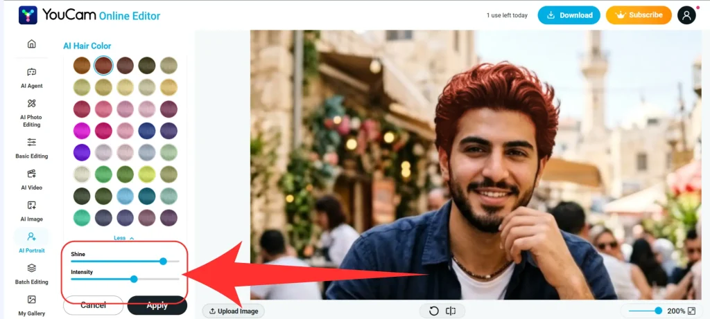 تغيير لون الشعر بالذكاء الاصطناعي